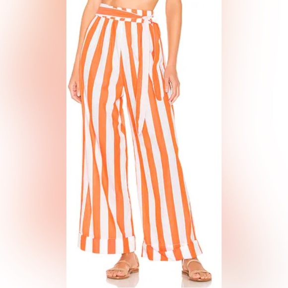 Sasha Belted Striped Organic Cotton Wide-Leg Pants Mara Hoffman - S - Picture 3 of 8